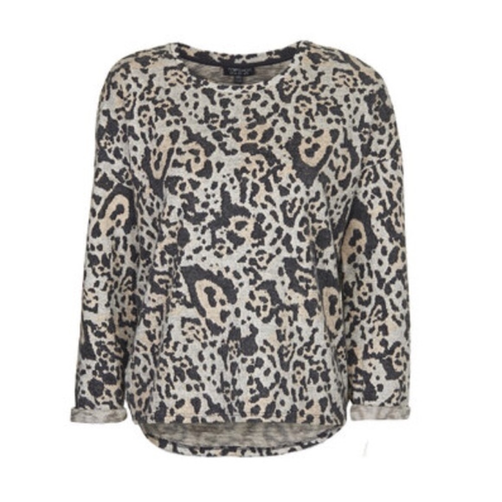 NWOT Topshop Brushed Leopard Print Sweater - Picture 1 of 6